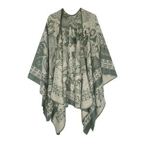 Women's Vintage Pattern Open Front Poncho Cape Shawl Winter Shawl Wraps🤪